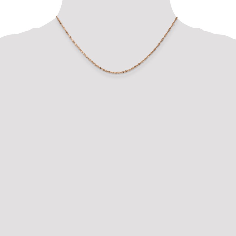 14K Rose Gold 1mm Singapore with Lobster Clasp Chain