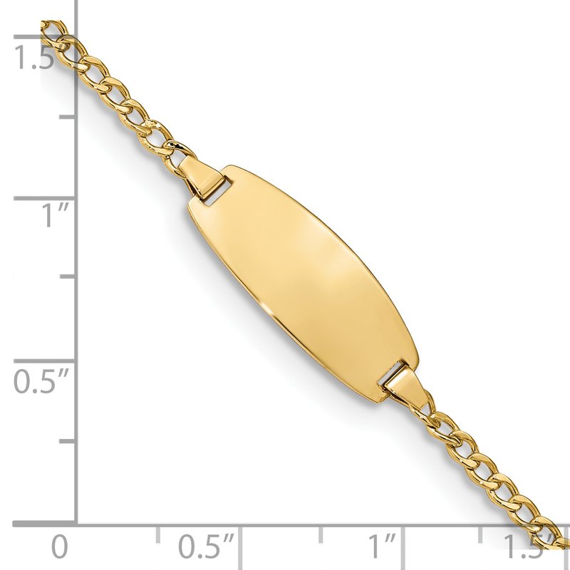 14k Polished Semi-Solid Chain/Solid Plate Curb Link Oval 18.5x8.5mm Plate 5.5 inch Baby/Child ID Bracelet