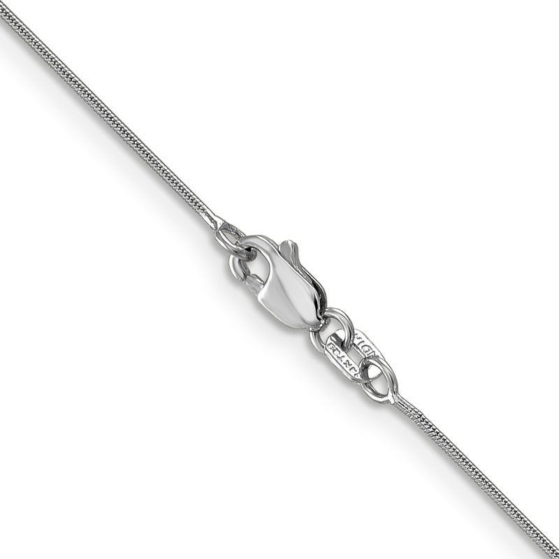 14K White Gold 14 inch .8mm Round Snake with Lobster Clasp Chain