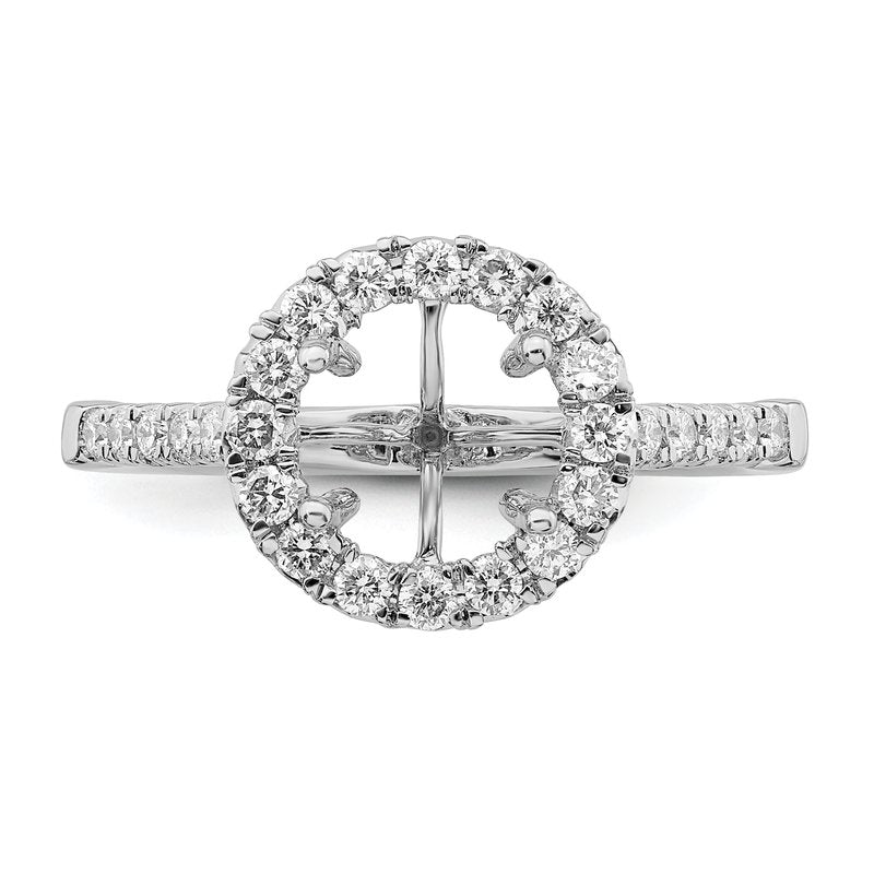 14K White Gold 1/4 carat Lab Grown Diamond VS+ F+ Semi-Mount Round Halo Engagement Ring