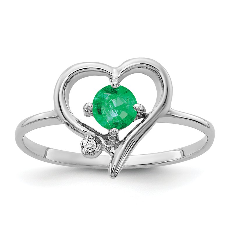 14k White Gold 4mm Emerald AA Diamond ring
