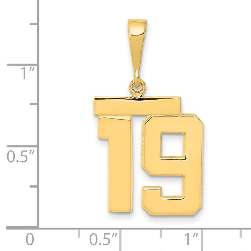 14k Medium Polished Number 19 Charm