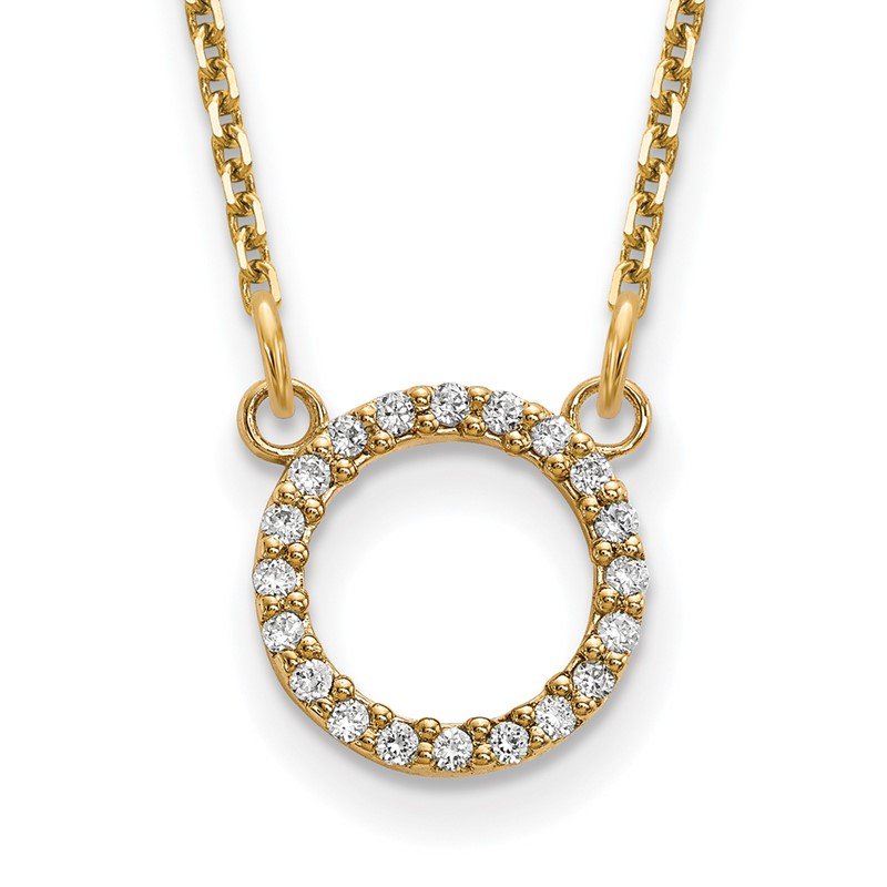 14k Polished 1/15 carat A Diamond Open Circle 18 inch Necklace