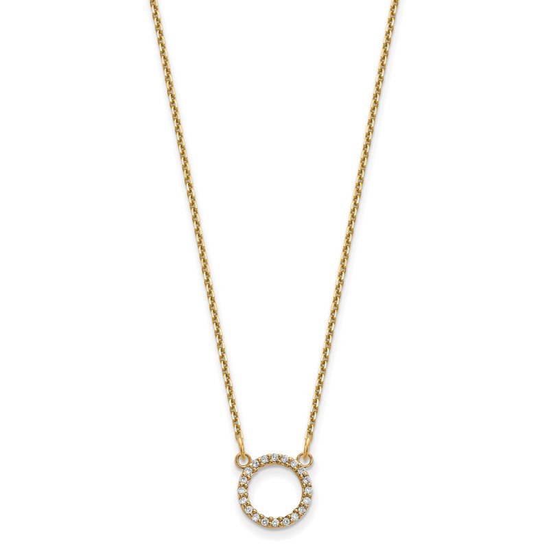 14k Polished 1/15 carat A Diamond Open Circle 18 inch Necklace