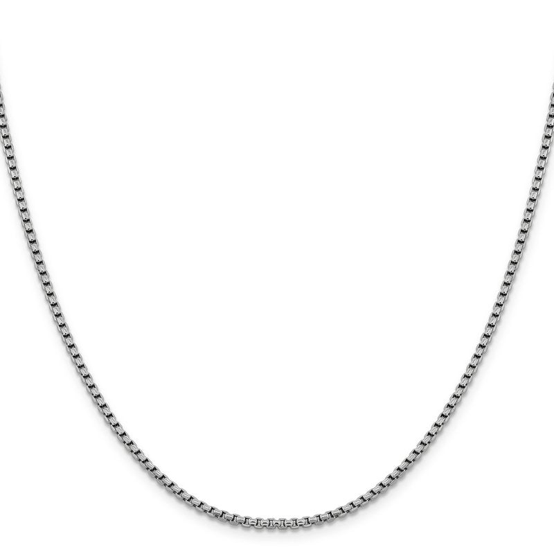 14K White Gold 2.4mm Semi-Solid D/C Round Box Chain