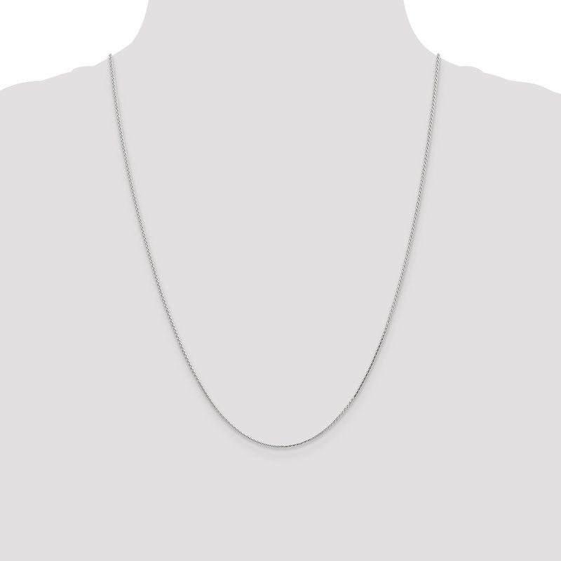 14K White Gold 1.0mm D/C Wheat Chain