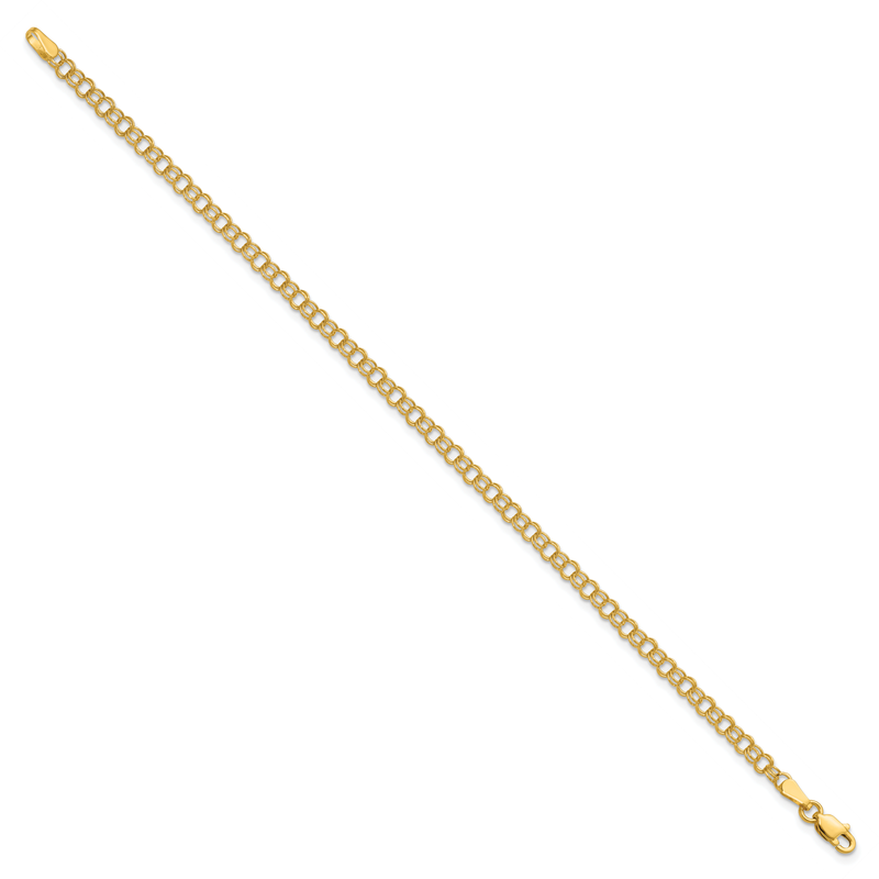 14k 3.5mm Solid Double Link 7 inch Charm Bracelet