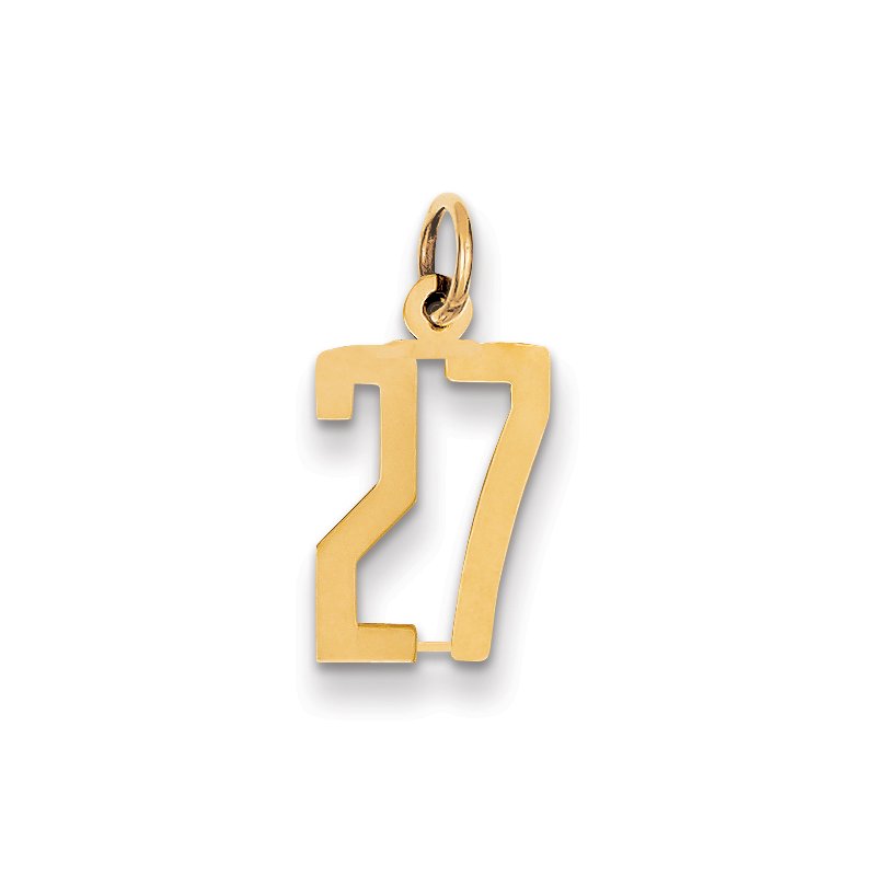 14k Small Elongated Number 27 Charm