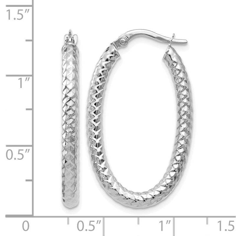 14K ForeverLite White Gold Polished and Textured Earrings