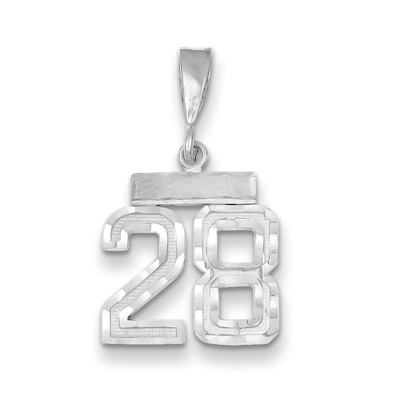 14kw Small Brushed Diamond-cut Number 28 Charm