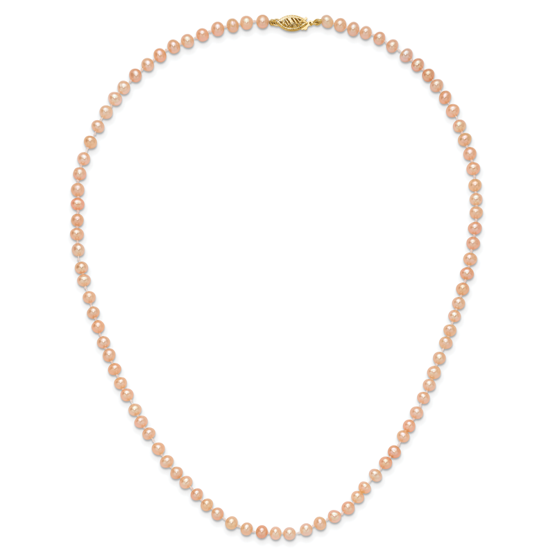 14k 4-5mm Pink Near-Round Freshwater Cultured Pearl 16 inch Necklace