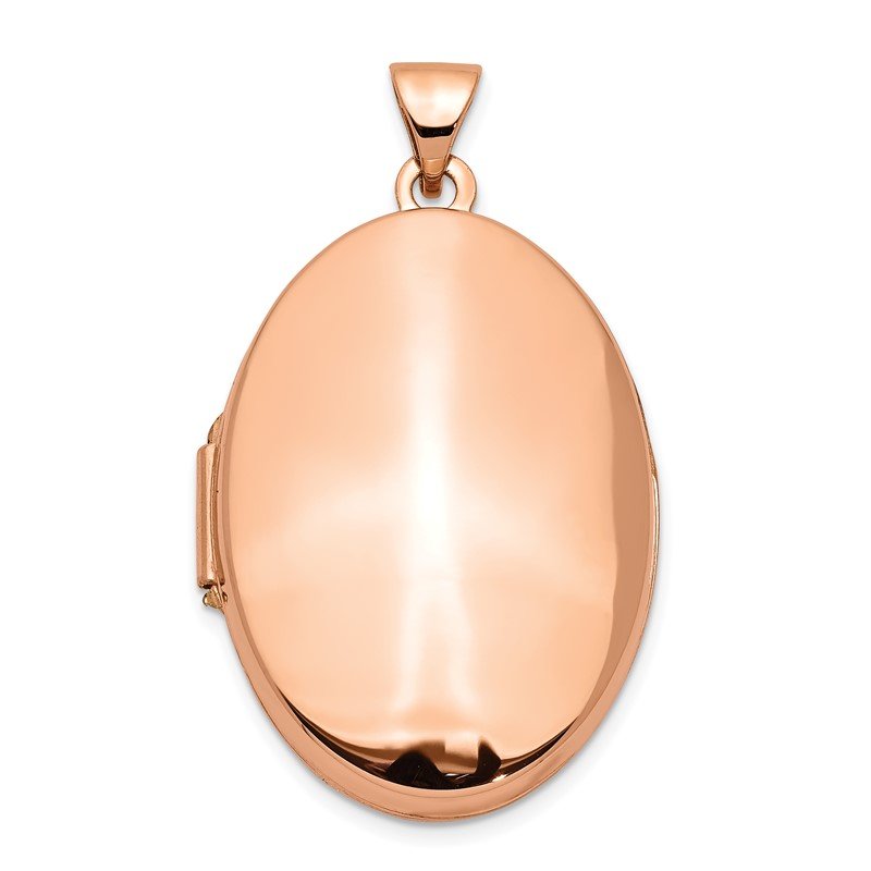 14k Rose Gold Polished Domed Plain 26mm Oval Locket