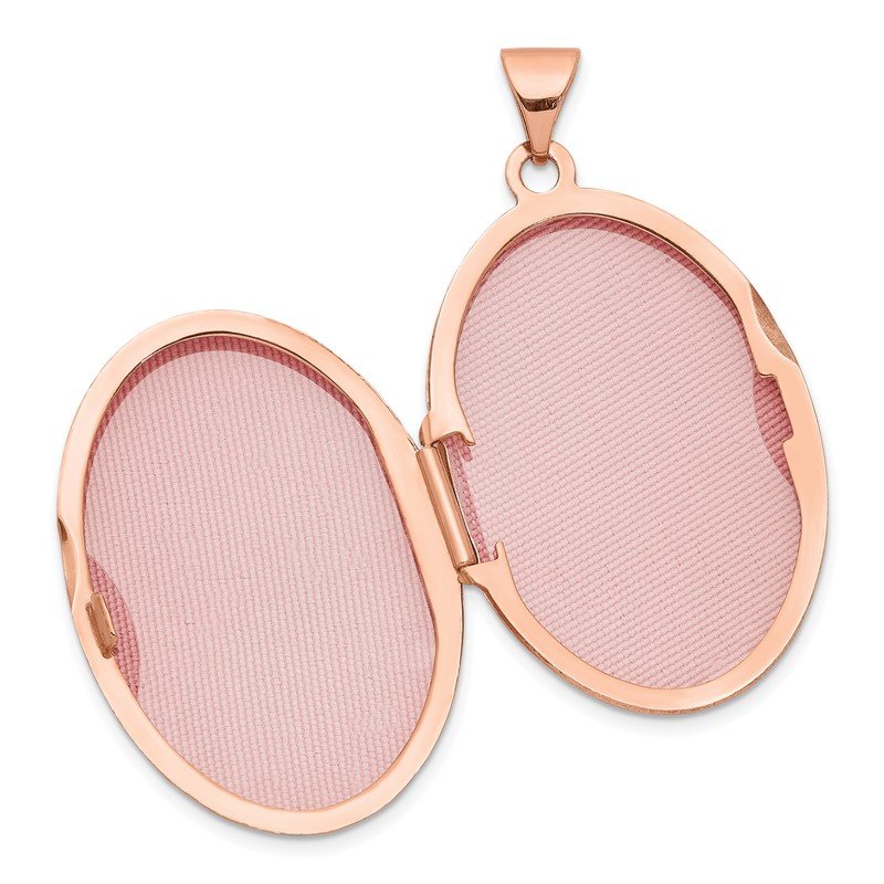14k Rose Gold Polished Domed Plain 26mm Oval Locket