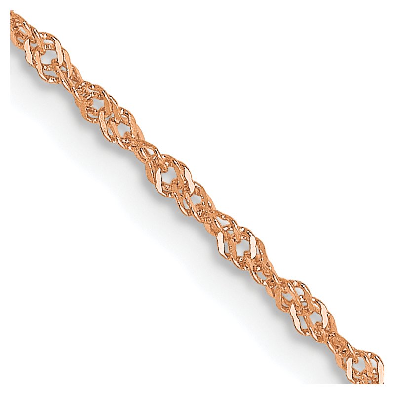14K Rose Gold 1mm Singapore with Lobster Clasp Chain