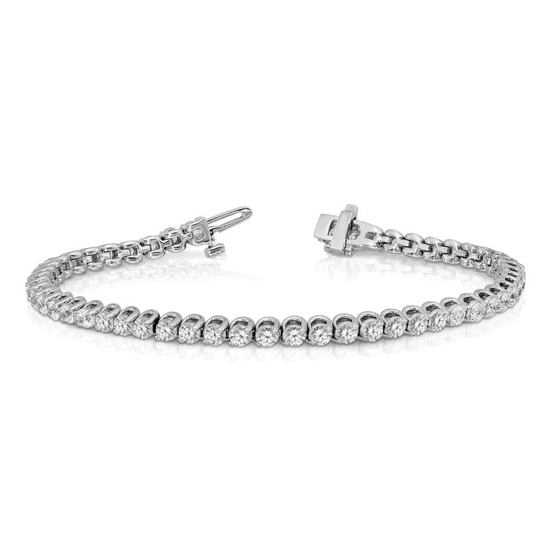 14k White Gold Complete 4.18 carat Round VS Diamond 2-prong 7 inch Tennis Bracelet
