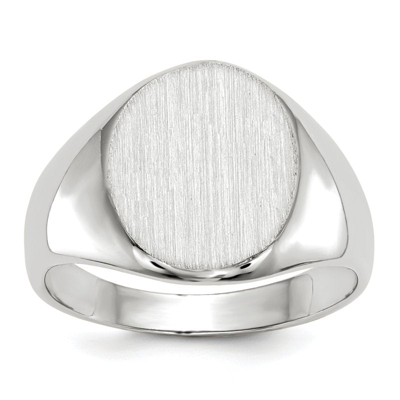 14k White Gold 11.0x12.5mm Open Back Signet Ring