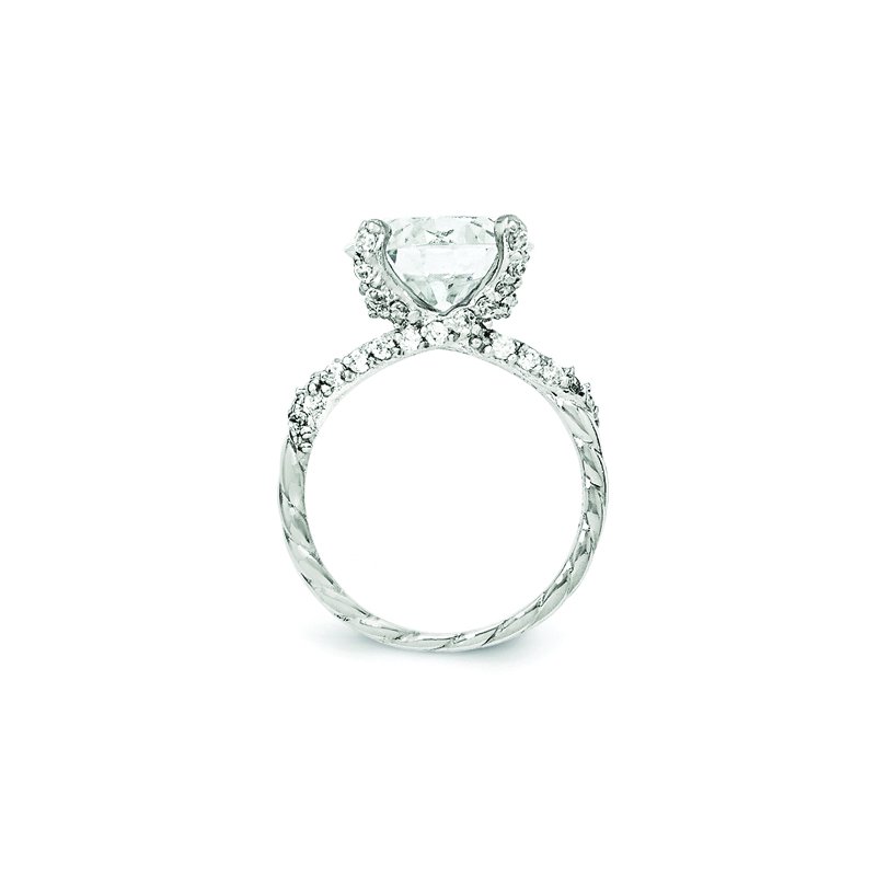 Sterling Silver Rhodium-plated Fancy Brilliant-cut CZ Ring