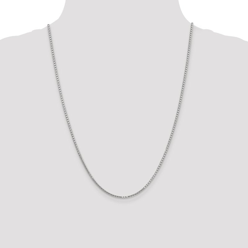 14K White Gold 26 inch 1.9mm Box with Lobster Clasp Chain