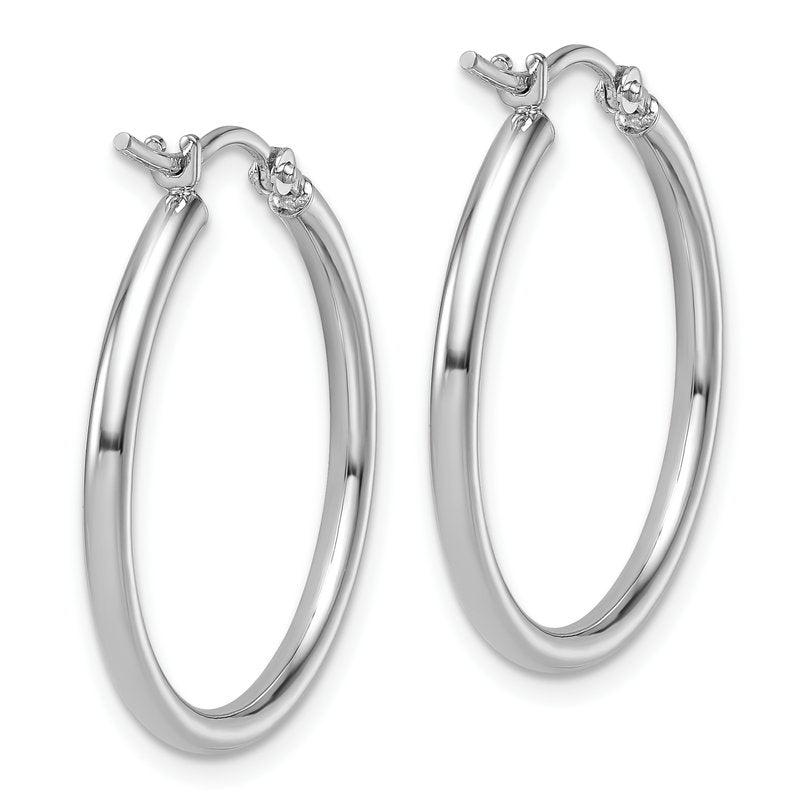 14K White Gold 2x25mm Polished Hoop Earrings