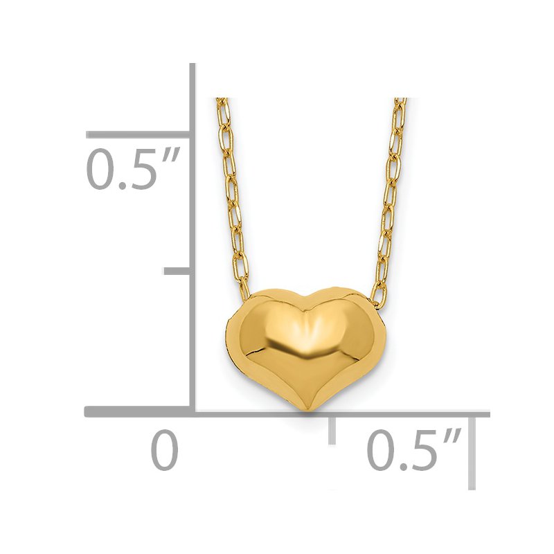14k Madi K Small Hollow Heart w/ Chain and 1in ext. Necklace