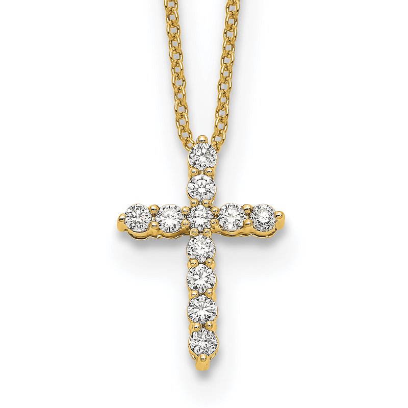 14k White Gold 1/4 carat Diamond Cross Pendant 18 inch Necklace