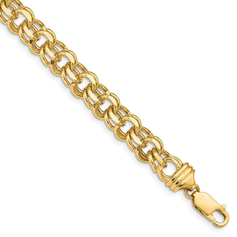 14k 8.5mm Diamond-cut Solid Heavy Double Link 7 inch Charm Bracelet
