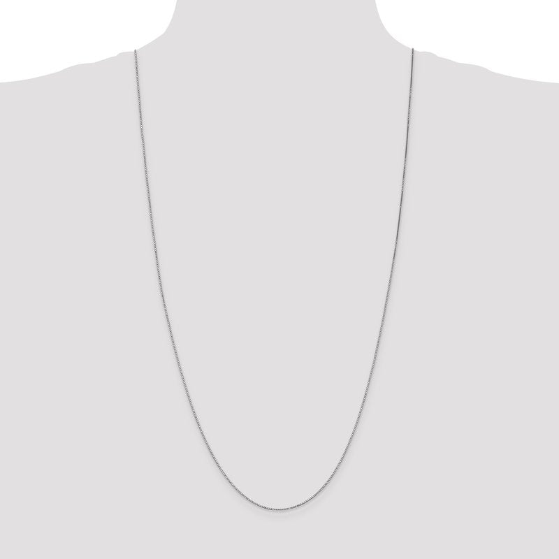 14K White Gold 14 inch .9mm Box with Spring Ring Clasp Chain