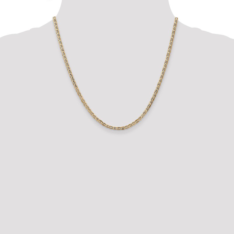 14K 10 inch 3mm Concave Anchor with Lobster Clasp Chain