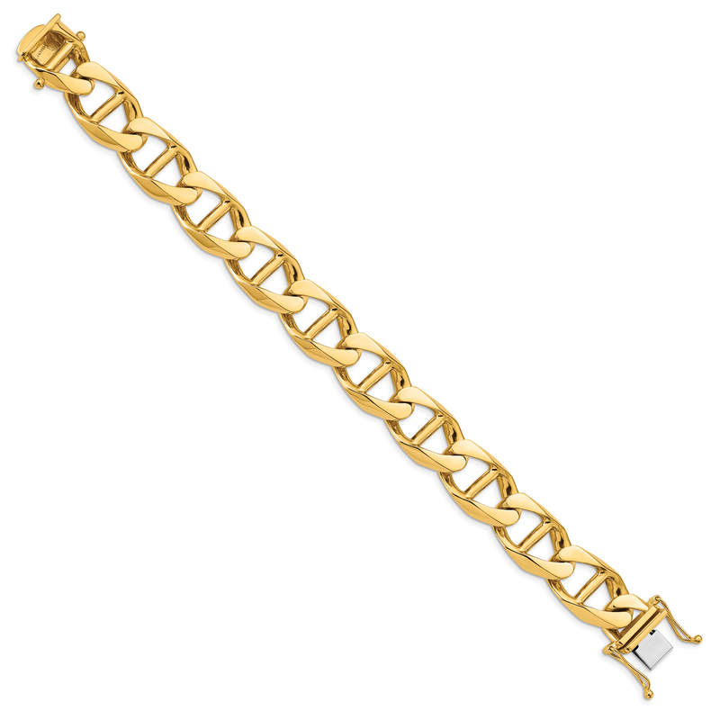 14K White Gold 20 inch 12.5mm Hand Polished Fancy Anchor Link with Box Catch Clasp Chain