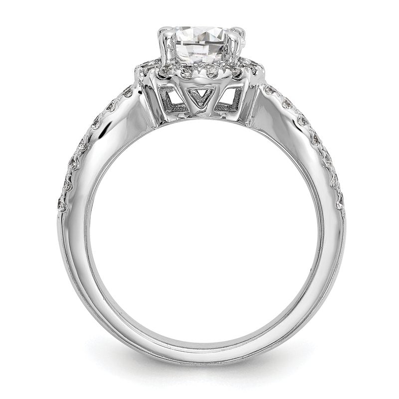14K White Gold 3/4 carat Lab Grown Diamond VS/SI  D E F  Semi Mount Round Halo Engagement Ring