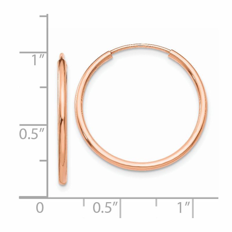 14k Rose Gold 1.5x23mm Polished Endless Tube Hoop Earrings