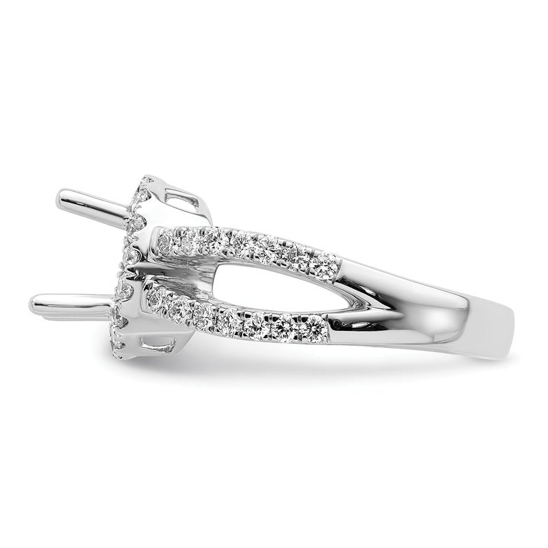 14K White Gold 3/4 carat Lab Grown Diamond VS/SI  D E F  Semi Mount Round Halo Engagement Ring