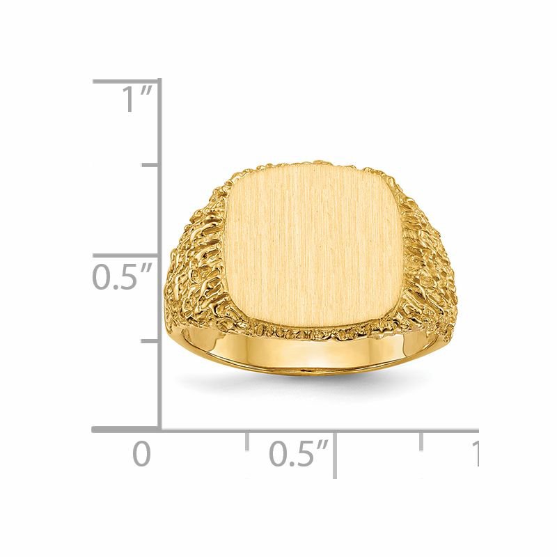 14k 13.5x13.5mm Open Back Mens Signet Ring