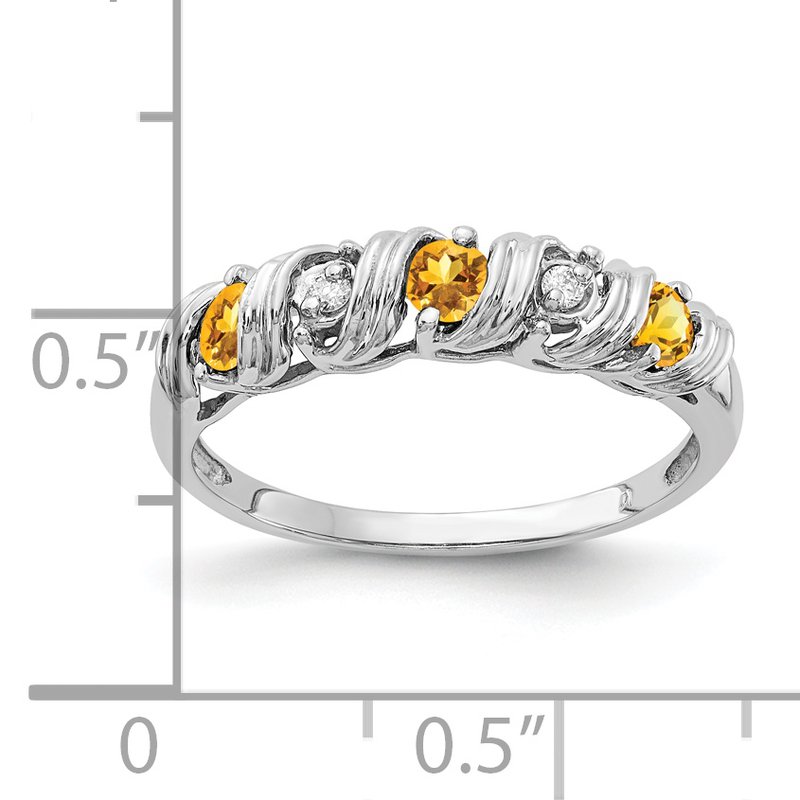14k White Gold 2.75mm Citrine A Diamond ring