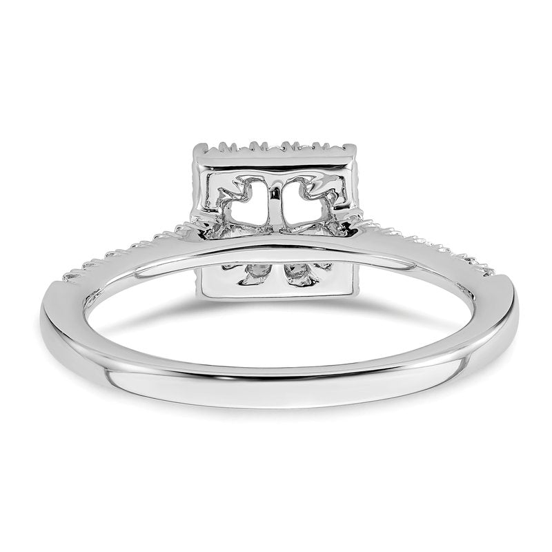 14K White Gold 1/3 carat Lab Grown Diamond VS+ F+ Semi-Mount Princess Halo Engagement Ring