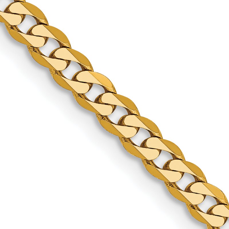 14K 26 inch 2.9mm Flat Beveled Curb with Lobster Clasp Chain
