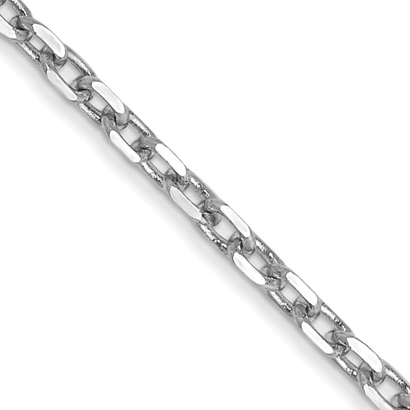 14K White Gold 26 inch 1.8mm Diamond-cut Round Open Link Cable with Lobster Clasp Chain
