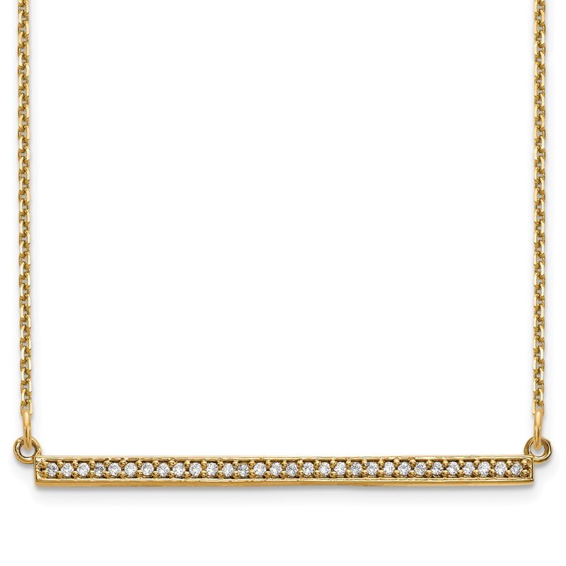 14k Polished 1/8 carat Diamond Bar 18 inch Necklace