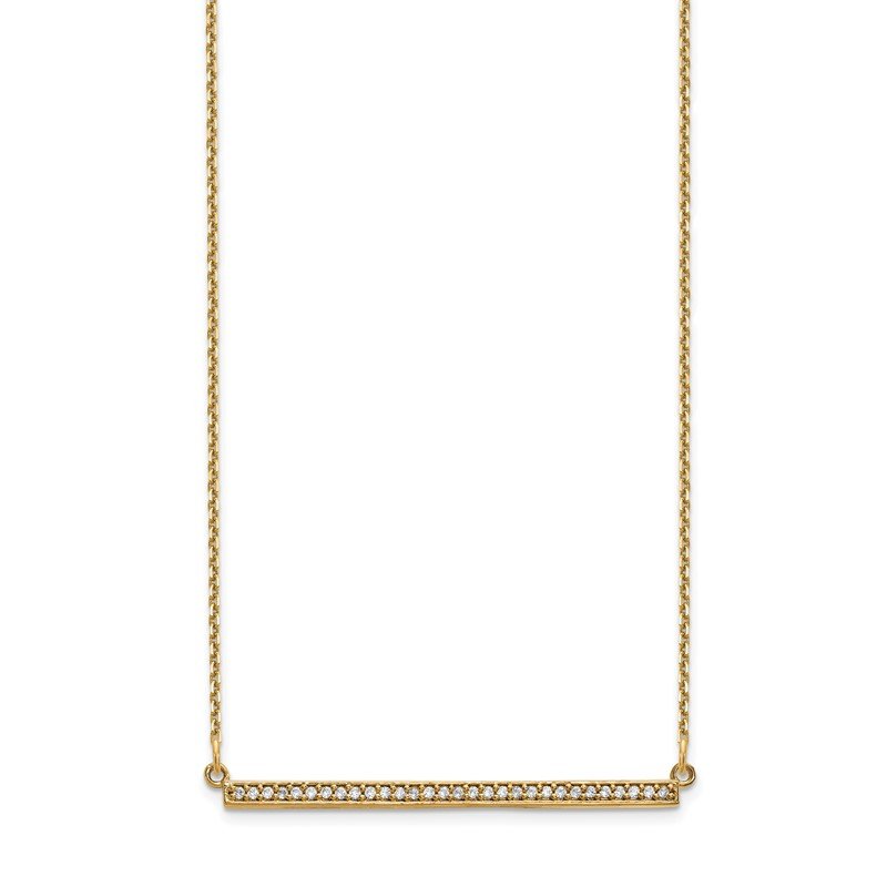 14k Polished 1/8 carat Diamond Bar 18 inch Necklace