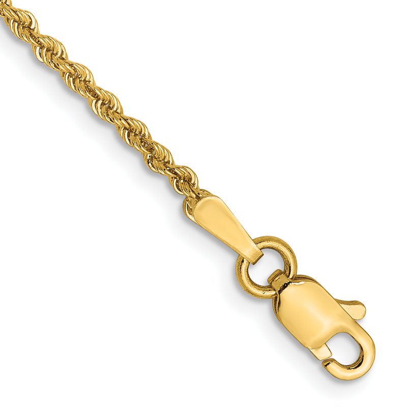 14K 1.6mm Solid Regular Rope Chain Anklet