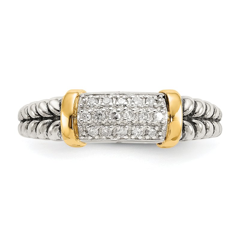 Sterling Silver with 14K Accent Antiqued Diamond Ring