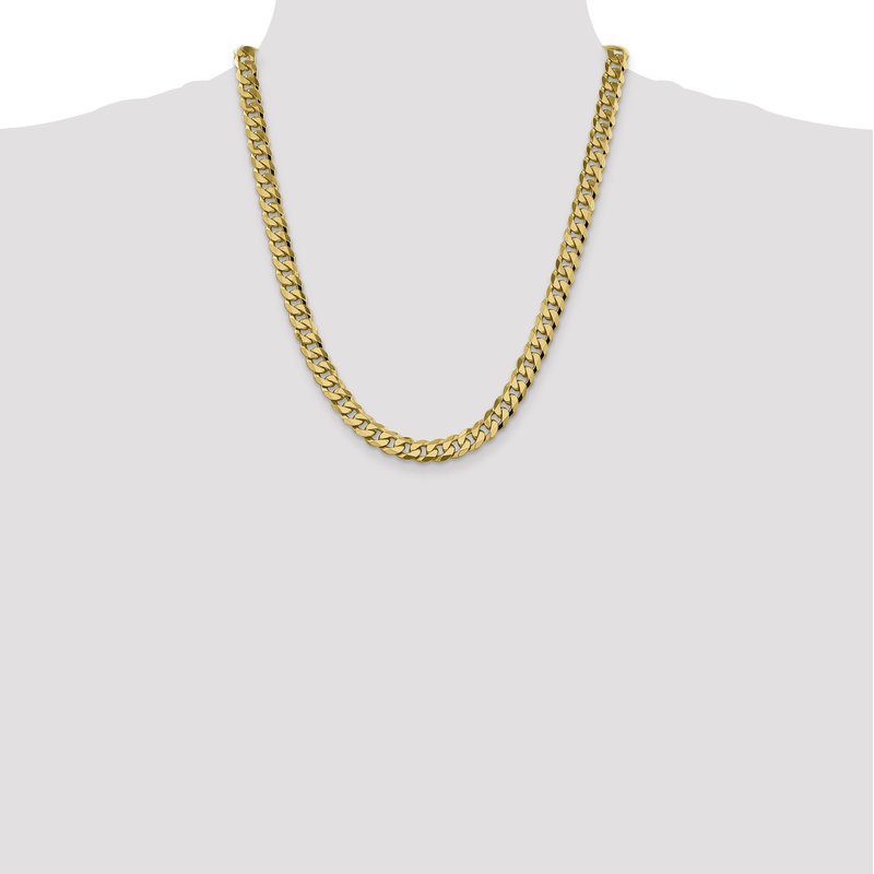 14K 26 inch 8.5mm Flat Beveled Curb with Lobster Clasp Chain