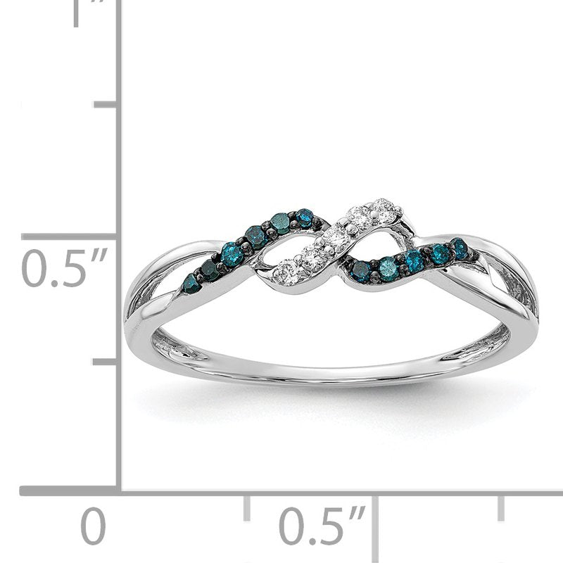 14k White Gold w/ Blue and White Diamond Twist Ring