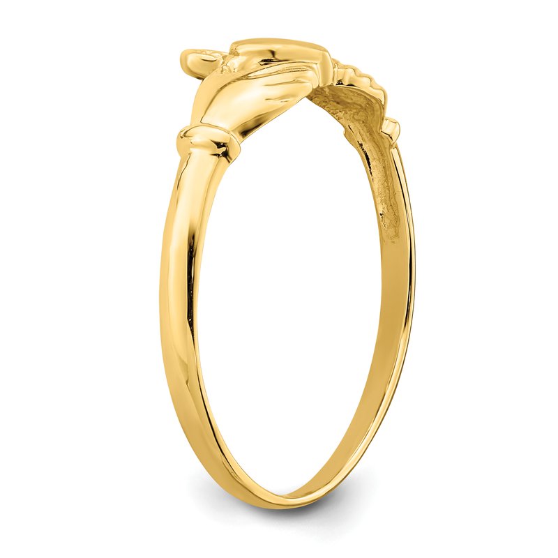 14k Polished and Satin Claddagh Ring