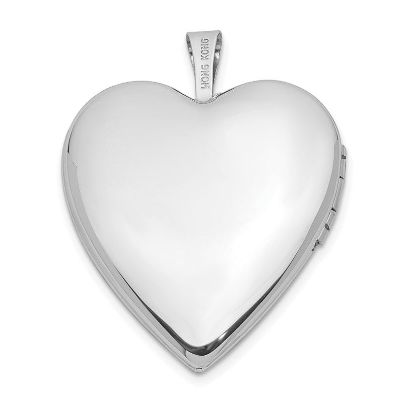 14K White Gold Pink and Green Enamel Rose I LOVE YOU Script 20mm Heart Locket