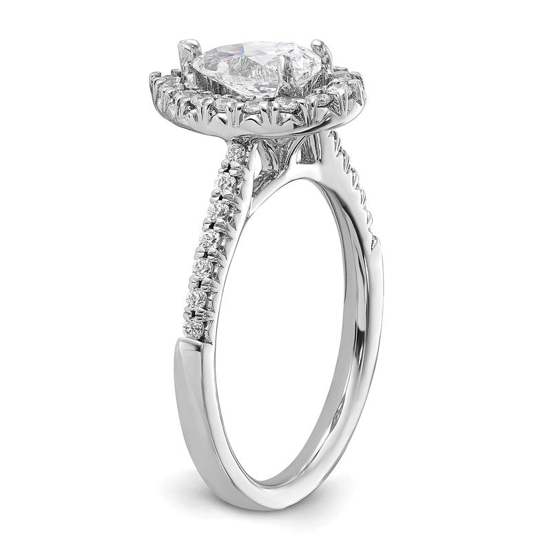 14K White Gold 1/3 carat Lab Grown Diamond VS+ F+ Semi-Mount Pear Halo Engagement Ring