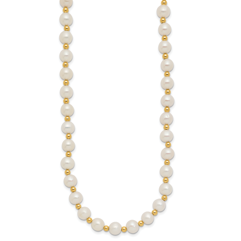 14k 6-7mm White Near-Round Freshwater Cultured Pearl Beaded 18 inch Necklace