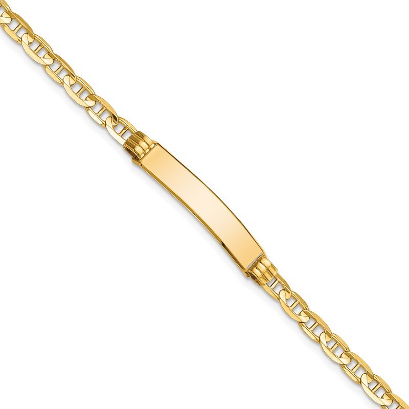 14k Polished Solid Chain/Solid Plate Anchor Link 24.5x4.5mm Plate 7 inch ID Bracelet