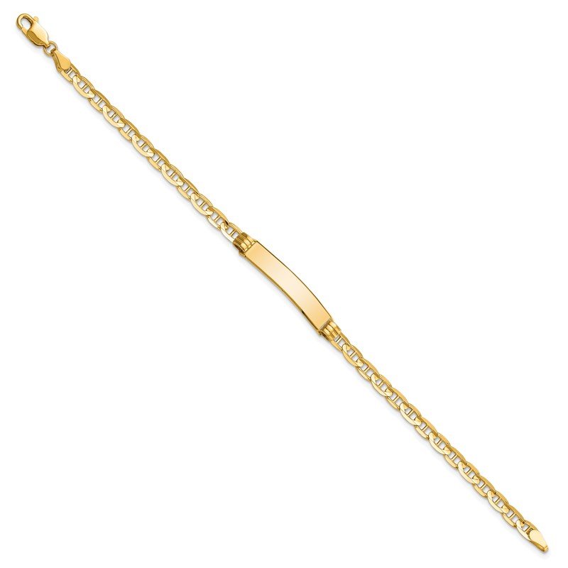 14k Polished Solid Chain/Solid Plate Anchor Link 24.5x4.5mm Plate 7 inch ID Bracelet