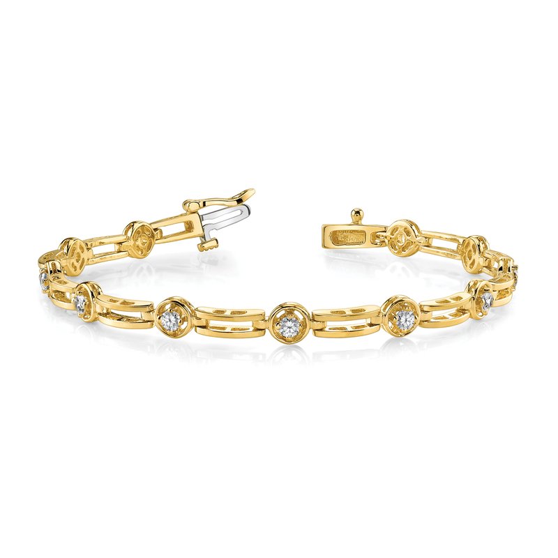 14k Complete 3/4 carat Round AAA Diamond 4-prong Bar Link 7 inch Tennis Bracelet